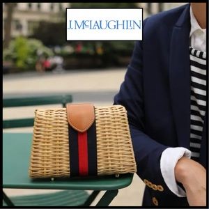 J.McLaughlin Olivia Clutch Natural Stripe. Brand New.
